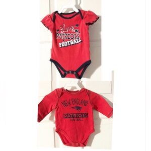 2 New England Patriot Infant Onesies 0-3 Months & 6-9 Months